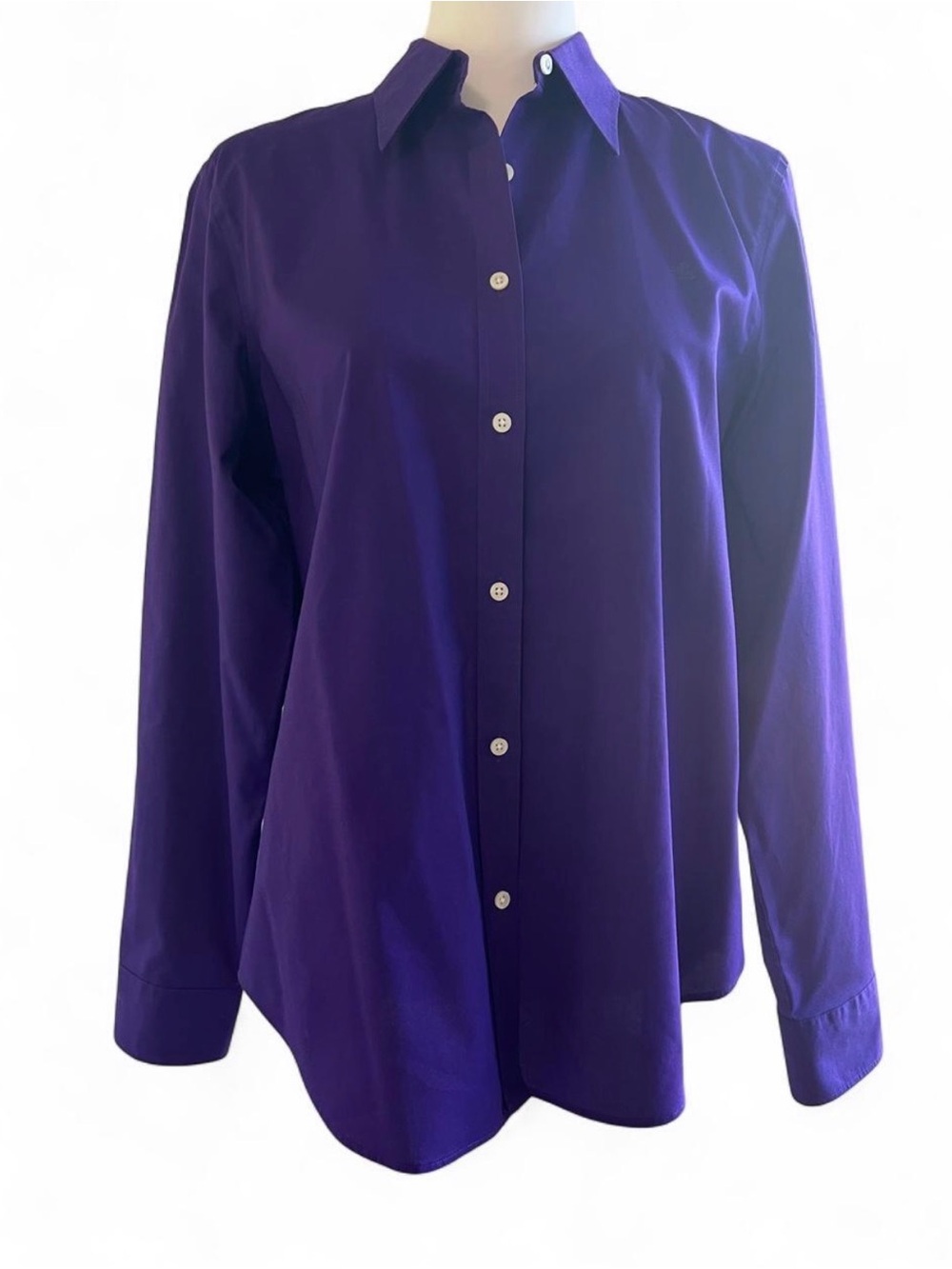 Lauren Ralph Lauren Purple Non-Iron Long Sleeve Button-Down Shirt Size L
